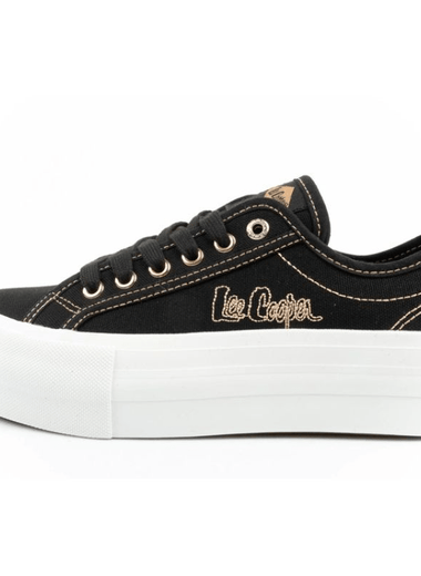 Lee Cooper women's sneakers platform black with gold - IFY Sports