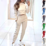 Stand Collar Sports women Slim tracksuit