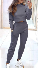 Stand Collar Sports women Slim tracksuit