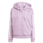 Women's adidas Essentials 3 - Stripes Full - Zip Fleece Hoodie Purple JY3080 - IFY Sports