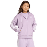 Women's adidas Essentials 3 - Stripes Full - Zip Fleece Hoodie Purple JY3080 - IFY Sports