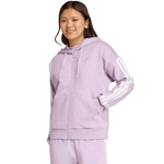 Women's adidas Essentials 3 - Stripes Full - Zip Fleece Hoodie Purple JY3080 - IFY Sports